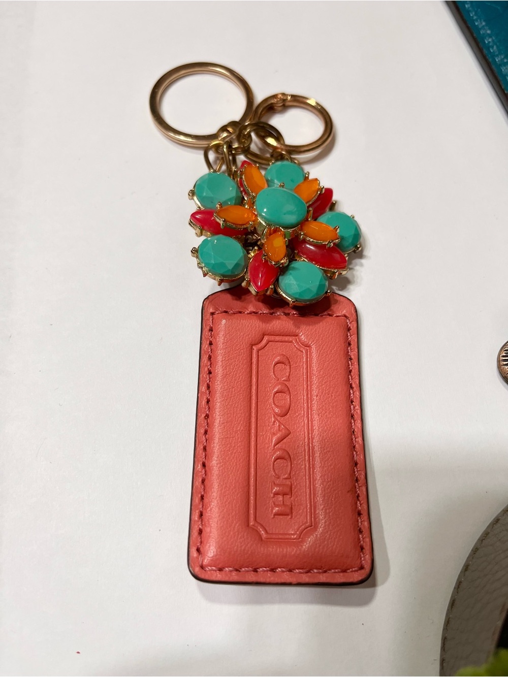COACH Coral Leather Tag on Handmade Charm